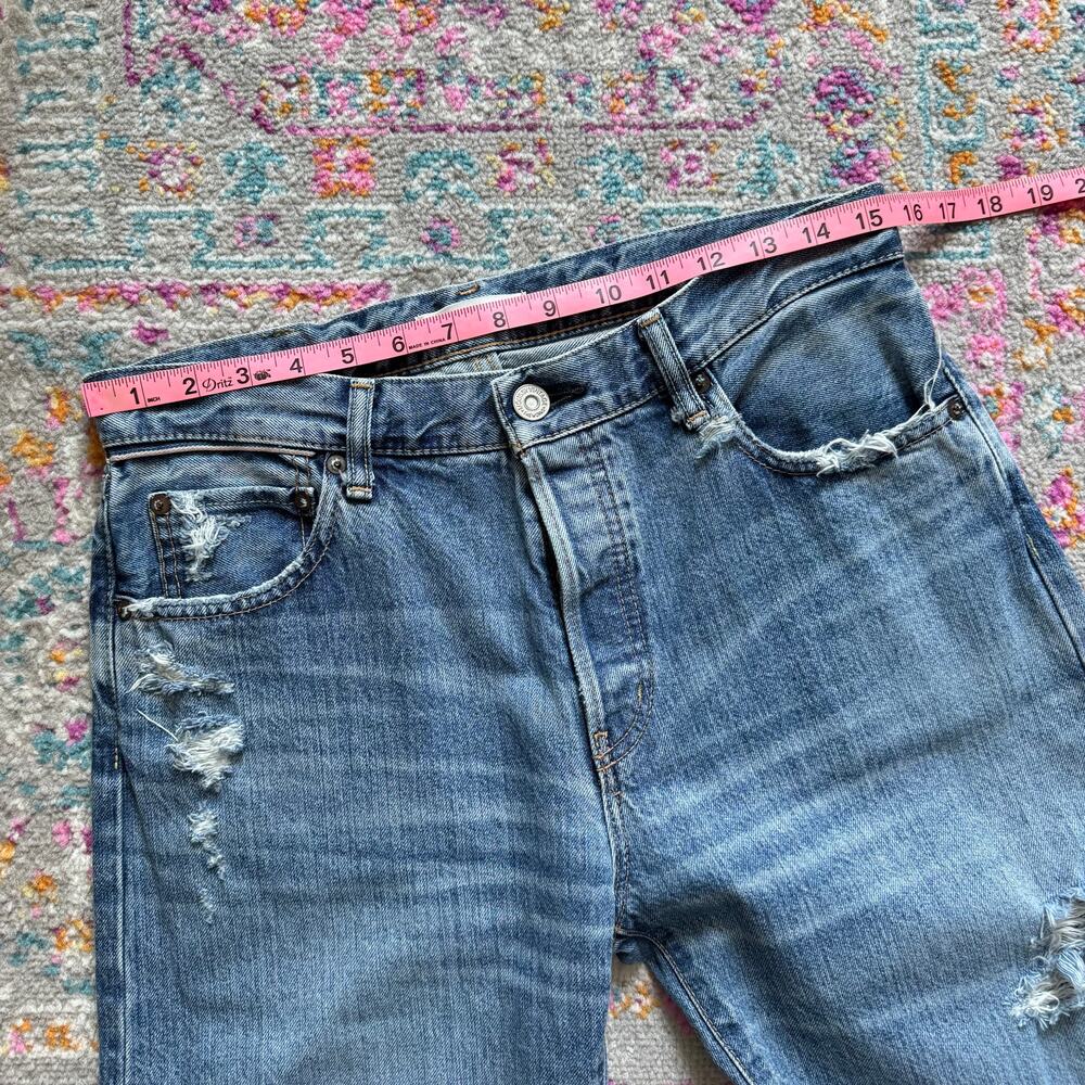 Moussy Vintage Plymouth Straight Blue High Rise Distressed Jeans Women's Size 28 - Picture 9 of 13